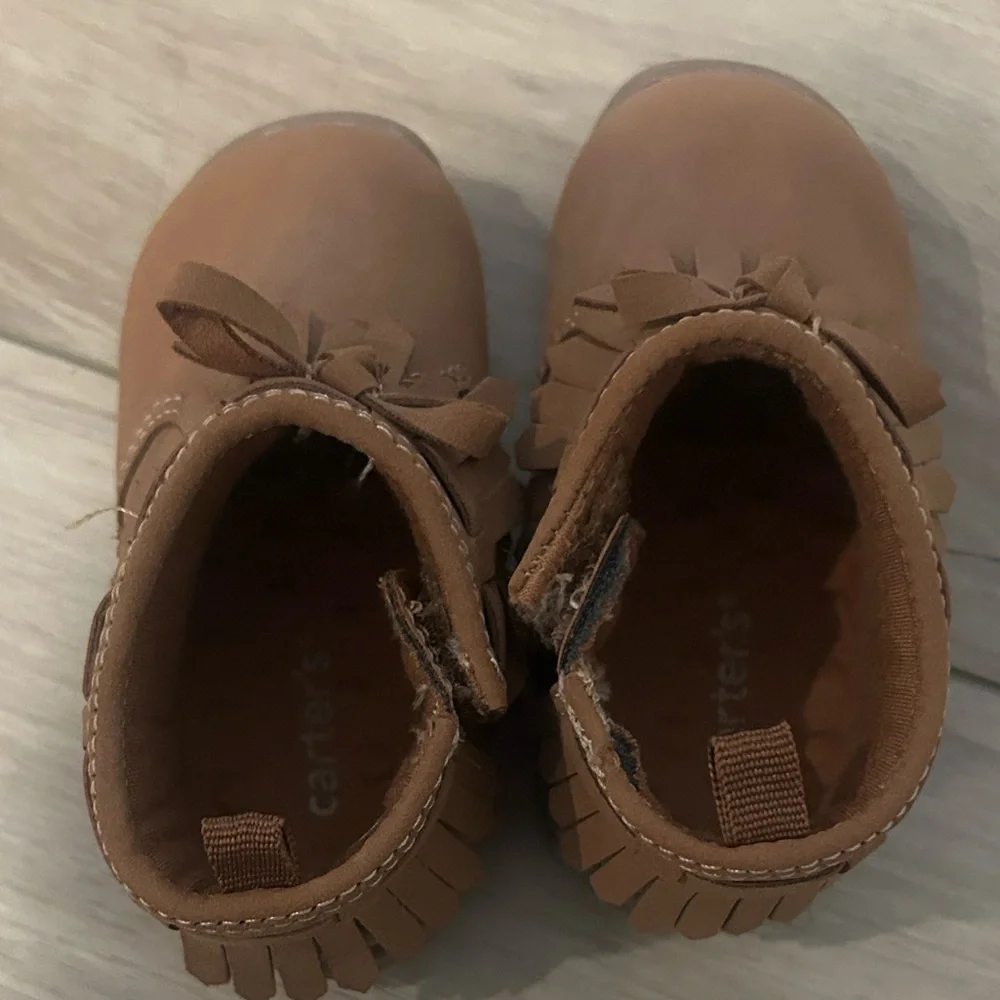 Carter's Tan Moccasin Fringe Shoes Boots NWOT